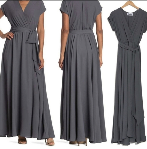 Meghan LA Jasmine Maxi Dress Small Steel Gray - Picture 1 of 8